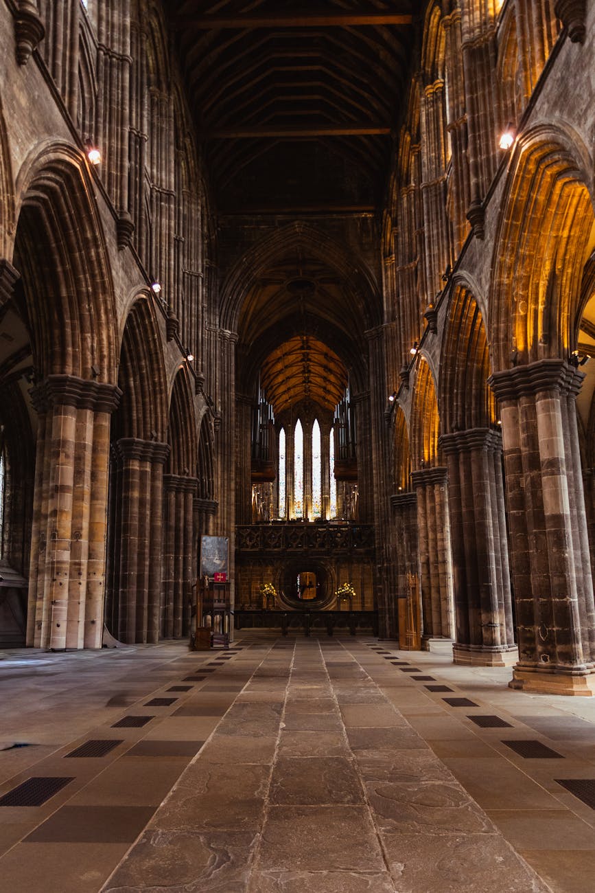 Gothic cathedral interior with breathtaking arches